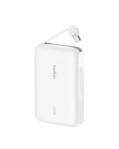 Belkin BoostCharge Power Bank 10K with Integrated Cable (White) (3C)
